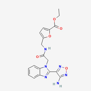 molecular formula C19H18N6O5 B4320031 ETHYL 5-({2-[2-(4-AMINO-1,2,5-OXADIAZOL-3-YL)-1H-1,3-BENZODIAZOL-1-YL]ACETAMIDO}METHYL)FURAN-2-CARBOXYLATE 