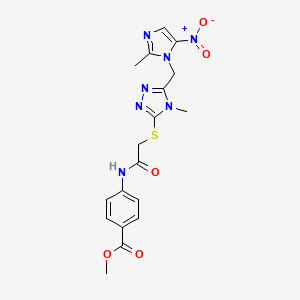 molecular formula C18H19N7O5S B4320064 METHYL 4-[2-({4-METHYL-5-[(2-METHYL-5-NITRO-1H-IMIDAZOL-1-YL)METHYL]-4H-1,2,4-TRIAZOL-3-YL}SULFANYL)ACETAMIDO]BENZOATE 