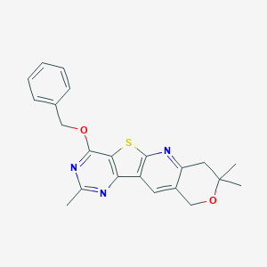 molecular formula C22H21N3O2S B432008 benzyl 2,8,8-trimethyl-7,10-dihydro-8H-pyrano[3'',4'':5',6']pyrido[3',2':4,5]thieno[3,2-d]pyrimidin-4-yl ether CAS No. 489396-76-1