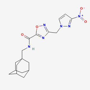 molecular formula C18H22N6O4 B4320132 N-[(ADAMANTAN-1-YL)METHYL]-3-[(3-NITRO-1H-PYRAZOL-1-YL)METHYL]-1,2,4-OXADIAZOLE-5-CARBOXAMIDE 