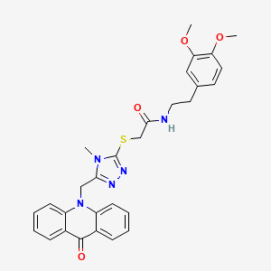 molecular formula C29H29N5O4S B4320186 N-[2-(3,4-DIMETHOXYPHENYL)ETHYL]-2-({4-METHYL-5-[(9-OXO-10(9H)-ACRIDINYL)METHYL]-4H-1,2,4-TRIAZOL-3-YL}SULFANYL)ACETAMIDE 