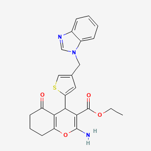 molecular formula C24H23N3O4S B4320354 ETHYL 2-AMINO-4-[4-(1H-1,3-BENZIMIDAZOL-1-YLMETHYL)-2-THIENYL]-5-OXO-5,6,7,8-TETRAHYDRO-4H-CHROMENE-3-CARBOXYLATE 