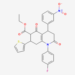 molecular formula C28H23FN2O6S B4320531 ETHYL 1-(4-FLUOROPHENYL)-4-(3-NITROPHENYL)-2,5-DIOXO-7-(2-THIENYL)-1,2,3,4,5,6,7,8-OCTAHYDRO-6-QUINOLINECARBOXYLATE 