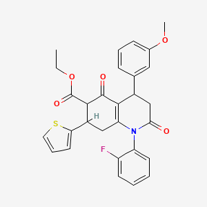 molecular formula C29H26FNO5S B4320570 ETHYL 1-(2-FLUOROPHENYL)-4-(3-METHOXYPHENYL)-2,5-DIOXO-7-(2-THIENYL)-1,2,3,4,5,6,7,8-OCTAHYDRO-6-QUINOLINECARBOXYLATE 
