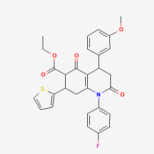 molecular formula C29H26FNO5S B4320702 ETHYL 1-(4-FLUOROPHENYL)-4-(3-METHOXYPHENYL)-2,5-DIOXO-7-(2-THIENYL)-1,2,3,4,5,6,7,8-OCTAHYDRO-6-QUINOLINECARBOXYLATE 