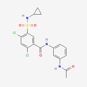 molecular formula C18H17Cl2N3O4S B4320884 N-(3-acetamidophenyl)-2,4-dichloro-5-(cyclopropylsulfamoyl)benzamide 