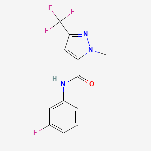 molecular formula C12H9F4N3O B4320923 N-(3-fluorophenyl)-1-methyl-3-(trifluoromethyl)-1H-pyrazole-5-carboxamide 