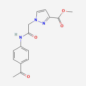 molecular formula C15H15N3O4 B4320978 METHYL 1-[2-(4-ACETYLANILINO)-2-OXOETHYL]-1H-PYRAZOLE-3-CARBOXYLATE 