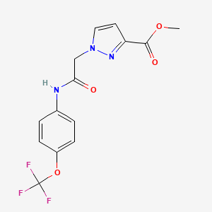 molecular formula C14H12F3N3O4 B4320984 METHYL 1-({[4-(TRIFLUOROMETHOXY)PHENYL]CARBAMOYL}METHYL)-1H-PYRAZOLE-3-CARBOXYLATE 