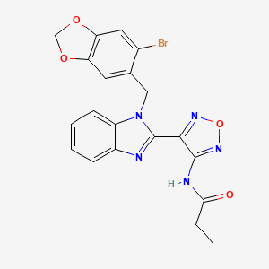 molecular formula C20H16BrN5O4 B4321039 N-(4-{1-[(6-BROMO-2H-1,3-BENZODIOXOL-5-YL)METHYL]-1H-1,3-BENZODIAZOL-2-YL}-1,2,5-OXADIAZOL-3-YL)PROPANAMIDE 