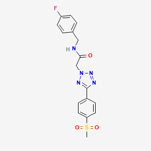 molecular formula C17H16FN5O3S B4321040 N-(4-fluorobenzyl)-2-{5-[4-(methylsulfonyl)phenyl]-2H-tetrazol-2-yl}acetamide 