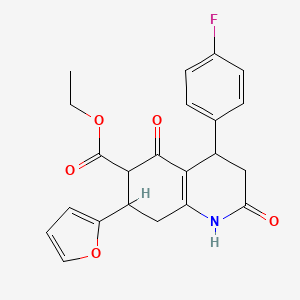 molecular formula C22H20FNO5 B4321114 ETHYL 4-(4-FLUOROPHENYL)-7-(2-FURYL)-2,5-DIOXO-1,2,3,4,5,6,7,8-OCTAHYDRO-6-QUINOLINECARBOXYLATE 