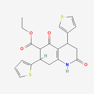 molecular formula C20H19NO4S2 B4321120 ETHYL 2,5-DIOXO-7-(2-THIENYL)-4-(3-THIENYL)-1,2,3,4,5,6,7,8-OCTAHYDRO-6-QUINOLINECARBOXYLATE 