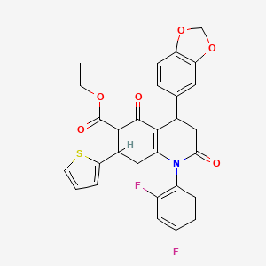 molecular formula C29H23F2NO6S B4321613 ETHYL 4-(1,3-BENZODIOXOL-5-YL)-1-(2,4-DIFLUOROPHENYL)-2,5-DIOXO-7-(2-THIENYL)-1,2,3,4,5,6,7,8-OCTAHYDRO-6-QUINOLINECARBOXYLATE 
