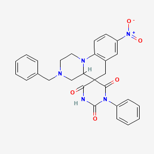 molecular formula C28H25N5O5 B4321618 3-benzyl-8-nitro-1'-phenyl-2,3,4,4a-tetrahydro-1H,2'H,6H-spiro[pyrazino[1,2-a]quinoline-5,5'-pyrimidine]-2',4',6'(1'H,3'H)-trione 