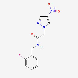 molecular formula C12H11FN4O3 B4321732 N-[(2-FLUOROPHENYL)METHYL]-2-(4-NITRO-1H-PYRAZOL-1-YL)ACETAMIDE 