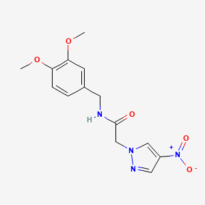 molecular formula C14H16N4O5 B4321748 N-[(3,4-DIMETHOXYPHENYL)METHYL]-2-(4-NITRO-1H-PYRAZOL-1-YL)ACETAMIDE 