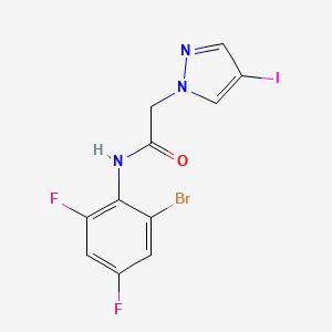 molecular formula C11H7BrF2IN3O B4322030 N-(2-bromo-4,6-difluorophenyl)-2-(4-iodo-1H-pyrazol-1-yl)acetamide 