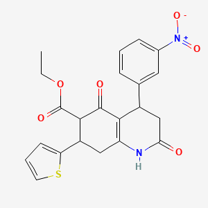 molecular formula C22H20N2O6S B4322159 ETHYL 4-(3-NITROPHENYL)-2,5-DIOXO-7-(2-THIENYL)-1,2,3,4,5,6,7,8-OCTAHYDRO-6-QUINOLINECARBOXYLATE 