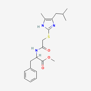 molecular formula C20H27N3O3S B4322231 methyl N-({[4-methyl-5-(2-methylpropyl)-1H-imidazol-2-yl]sulfanyl}acetyl)phenylalaninate 