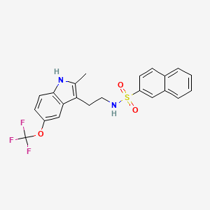 molecular formula C22H19F3N2O3S B4322262 N-{2-[2-methyl-5-(trifluoromethoxy)-1H-indol-3-yl]ethyl}naphthalene-2-sulfonamide 