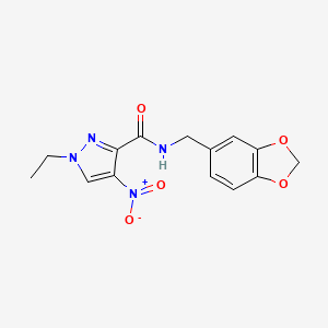 molecular formula C14H14N4O5 B4322353 N-[(2H-13-BENZODIOXOL-5-YL)METHYL]-1-ETHYL-4-NITRO-1H-PYRAZOLE-3-CARBOXAMIDE 