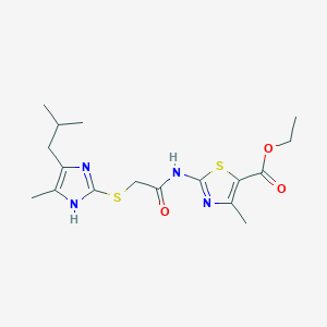 molecular formula C17H24N4O3S2 B4322385 ethyl 2-({2-[(5-isobutyl-4-methyl-1H-imidazol-2-yl)sulfanyl]acetyl}amino)-4-methyl-1,3-thiazole-5-carboxylate 