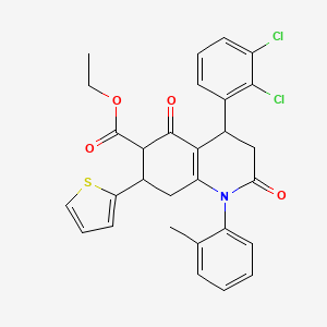 molecular formula C29H25Cl2NO4S B4322530 ETHYL 4-(2,3-DICHLOROPHENYL)-1-(2-METHYLPHENYL)-2,5-DIOXO-7-(2-THIENYL)-1,2,3,4,5,6,7,8-OCTAHYDRO-6-QUINOLINECARBOXYLATE 