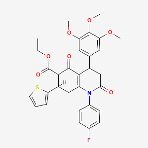 molecular formula C31H30FNO7S B4322538 ETHYL 1-(4-FLUOROPHENYL)-2,5-DIOXO-7-(2-THIENYL)-4-(3,4,5-TRIMETHOXYPHENYL)-1,2,3,4,5,6,7,8-OCTAHYDRO-6-QUINOLINECARBOXYLATE 