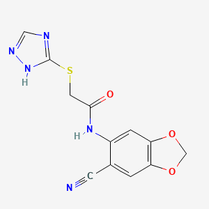 molecular formula C12H9N5O3S B4322641 N-(6-cyano-1,3-benzodioxol-5-yl)-2-(4H-1,2,4-triazol-3-ylsulfanyl)acetamide 
