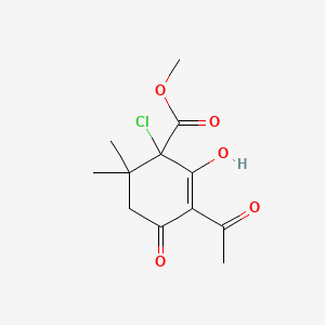 molecular formula C12H15ClO5 B4322707 METHYL 3-ACETYL-1-CHLORO-2-HYDROXY-6,6-DIMETHYL-4-OXO-2-CYCLOHEXENE-1-CARBOXYLATE 