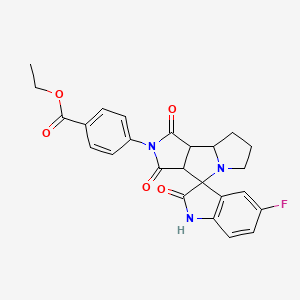 molecular formula C25H22FN3O5 B4322778 ethyl 4-(5-fluoro-1',2,3'-trioxo-1,1',2,3',3a',6',7',8',8a',8b'-decahydro-2'H-spiro[indole-3,4'-pyrrolo[3,4-a]pyrrolizin]-2'-yl)benzoate 