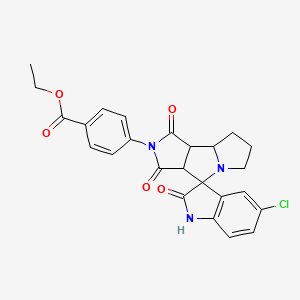 molecular formula C25H22ClN3O5 B4322797 ethyl 4-(5-chloro-1',2,3'-trioxo-1,1',2,3',3a',6',7',8',8a',8b'-decahydro-2'H-spiro[indole-3,4'-pyrrolo[3,4-a]pyrrolizin]-2'-yl)benzoate 