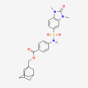molecular formula C27H31N3O5S B4322828 1-ADAMANTYLMETHYL 4-{[(1,3-DIMETHYL-2-OXO-2,3-DIHYDRO-1H-1,3-BENZIMIDAZOL-5-YL)SULFONYL]AMINO}BENZOATE 