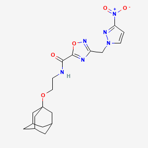 molecular formula C19H24N6O5 B4322835 N-[2-(ADAMANTAN-1-YLOXY)ETHYL]-3-[(3-NITRO-1H-PYRAZOL-1-YL)METHYL]-1,2,4-OXADIAZOLE-5-CARBOXAMIDE 