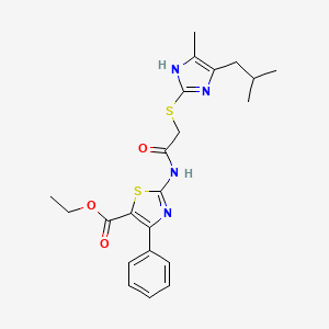 molecular formula C22H26N4O3S2 B4322897 ETHYL 2-({2-[(5-ISOBUTYL-4-METHYL-1H-IMIDAZOL-2-YL)SULFANYL]ACETYL}AMINO)-4-PHENYL-1,3-THIAZOLE-5-CARBOXYLATE 