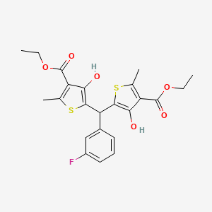 molecular formula C23H23FO6S2 B4322961 ETHYL 5-[[4-(ETHOXYCARBONYL)-3-HYDROXY-5-METHYL-2-THIENYL](3-FLUOROPHENYL)METHYL]-4-HYDROXY-2-METHYL-3-THIOPHENECARBOXYLATE 