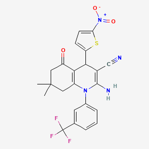 molecular formula C23H19F3N4O3S B4323010 2-Amino-7,7-dimethyl-4-(5-nitrothiophen-2-yl)-5-oxo-1-[3-(trifluoromethyl)phenyl]-1,4,5,6,7,8-hexahydroquinoline-3-carbonitrile 