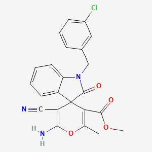 molecular formula C23H18ClN3O4 B4323178 METHYL 2'-AMINO-1-[(3-CHLOROPHENYL)METHYL]-3'-CYANO-6'-METHYL-2-OXO-1,2-DIHYDROSPIRO[INDOLE-3,4'-PYRAN]-5'-CARBOXYLATE 