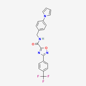 molecular formula C21H15F3N4O2 B4323283 N-{[4-(1H-PYRROL-1-YL)PHENYL]METHYL}-3-[4-(TRIFLUOROMETHYL)PHENYL]-1,2,4-OXADIAZOLE-5-CARBOXAMIDE 