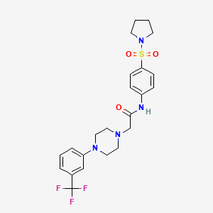 molecular formula C23H27F3N4O3S B4323384 N-[4-(PYRROLIDINE-1-SULFONYL)PHENYL]-2-{4-[3-(TRIFLUOROMETHYL)PHENYL]PIPERAZIN-1-YL}ACETAMIDE 
