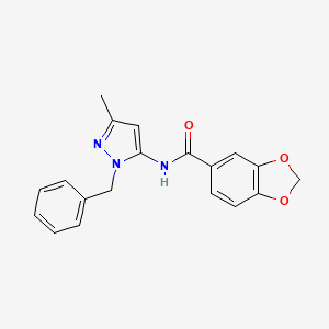 molecular formula C19H17N3O3 B4323534 N-(1-BENZYL-3-METHYL-1H-PYRAZOL-5-YL)-2H-13-BENZODIOXOLE-5-CARBOXAMIDE 