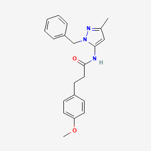 molecular formula C21H23N3O2 B4323555 N-(1-benzyl-3-methyl-1H-pyrazol-5-yl)-3-(4-methoxyphenyl)propanamide 