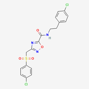 molecular formula C18H15Cl2N3O4S B4323599 N-[2-(4-chlorophenyl)ethyl]-3-{[(4-chlorophenyl)sulfonyl]methyl}-1,2,4-oxadiazole-5-carboxamide 