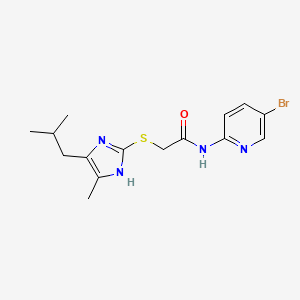 molecular formula C15H19BrN4OS B4323666 N-(5-bromopyridin-2-yl)-2-{[4-methyl-5-(2-methylpropyl)-1H-imidazol-2-yl]sulfanyl}acetamide 