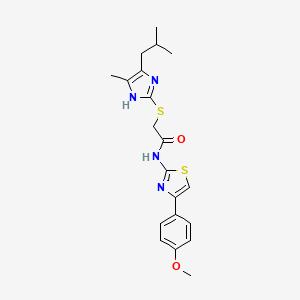 molecular formula C20H24N4O2S2 B4323673 N-[4-(4-methoxyphenyl)-1,3-thiazol-2-yl]-2-{[4-methyl-5-(2-methylpropyl)-1H-imidazol-2-yl]sulfanyl}acetamide 