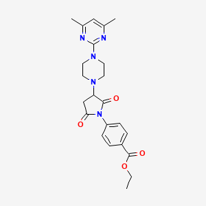 molecular formula C23H27N5O4 B4323712 ethyl 4-{3-[4-(4,6-dimethylpyrimidin-2-yl)piperazin-1-yl]-2,5-dioxopyrrolidin-1-yl}benzoate 