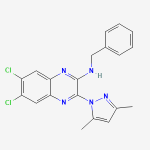 molecular formula C20H17Cl2N5 B4323742 N-BENZYL-N-[6,7-DICHLORO-3-(3,5-DIMETHYL-1H-PYRAZOL-1-YL)-2-QUINOXALINYL]AMINE 