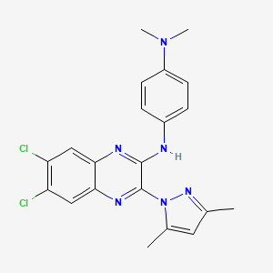 molecular formula C21H20Cl2N6 B4323754 N-[6,7-DICHLORO-3-(3,5-DIMETHYL-1H-PYRAZOL-1-YL)-2-QUINOXALINYL]-N-[4-(DIMETHYLAMINO)PHENYL]AMINE 