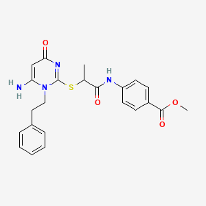 molecular formula C23H24N4O4S B4323837 METHYL 4-({2-[(6-AMINO-4-OXO-1-PHENETHYL-1,4-DIHYDRO-2-PYRIMIDINYL)SULFANYL]PROPANOYL}AMINO)BENZOATE 